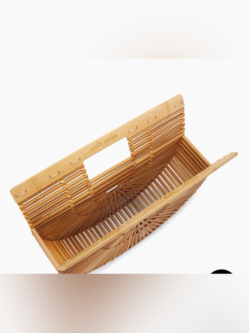 Semi-Circle Bamboo Slatted Handbag - Natural Wood - Picture 3 of 5
